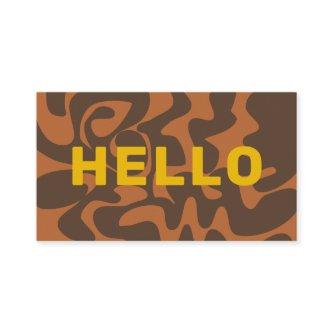 Retro Groovy Art Hello Mustard Yellow Brown Tan