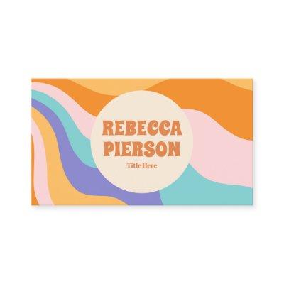 Retro Groovy Colorful Wavy Boho Qr Code
