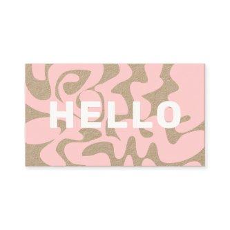 Retro Groovy Light Pink White Hello Kraft