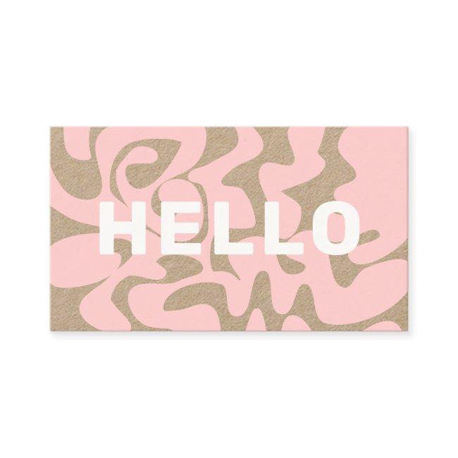 Retro Groovy Light Pink White Hello Kraft