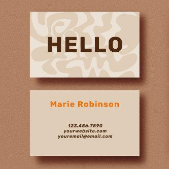 Retro Groovy Neutral Beige Brown Hello