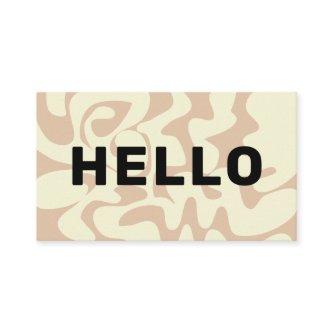 Retro Groovy Neutral Beige Stone Black Hello
