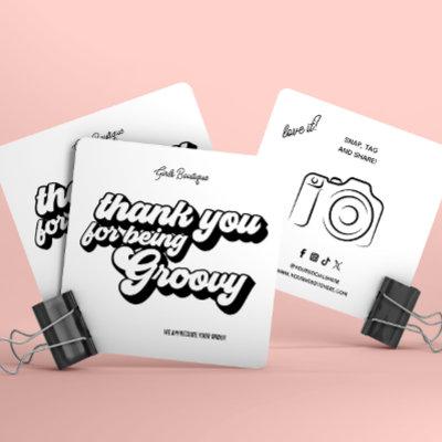 Retro Groovy Pink & Red Thank You Social Media  Square
