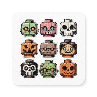 Retro Horror Bricks Head Scary Halloween Mask Square