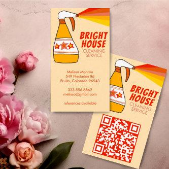 Retro House Cleaning Service Spray Bottle QR CODE