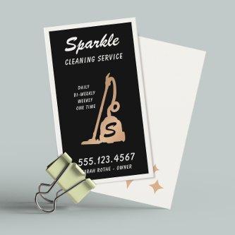 Retro Housekeeper Maid Service, Black Calling Card