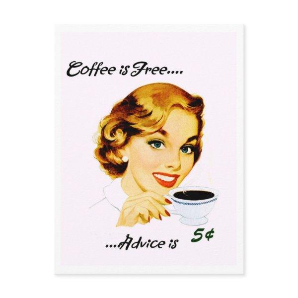 Retro Housewife Coffee and Advice Postcard