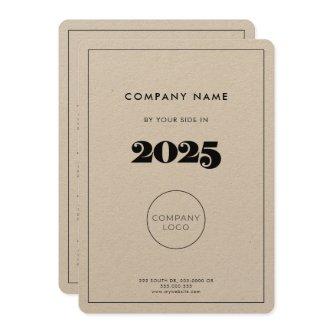 Retro kraft 2025 calendar corporate business holiday card
