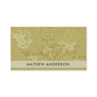 RETRO KRAFT BEIGE YELLOW VINTAGE WORLD MAP