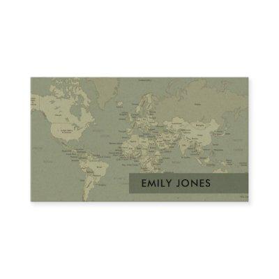 RETRO KRAFT GREY VINTAGE WORLD MAP