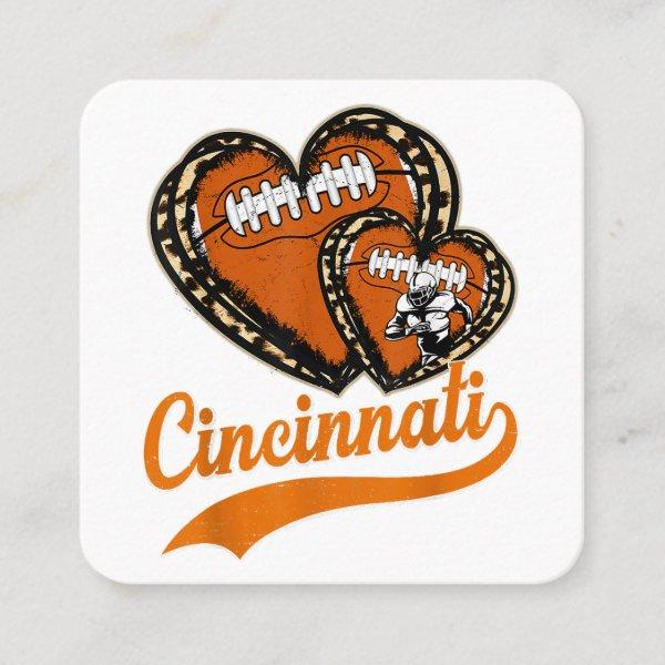 Retro Leopard Heart Cincinnati Football Lover Square