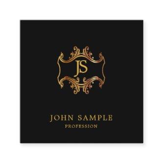 Retro Look Black And Gold Artistic Monogram Plain Square