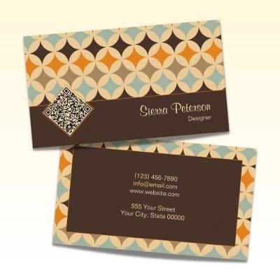 Retro Mid-Century Modern Starburst QR Code Brown