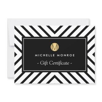 Retro Mod Gold Monogram Gift Certificate