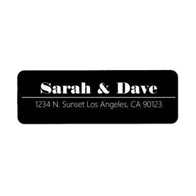 Retro-Modern Black & White Wedding Return Address Label