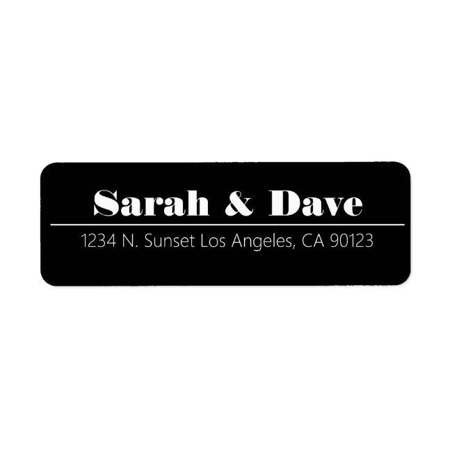 Retro-Modern Black & White Wedding Return Address Label