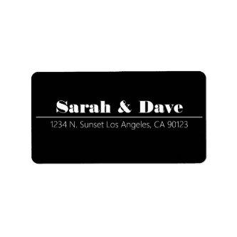 Retro-Modern Black & White Wedding Return Address Label