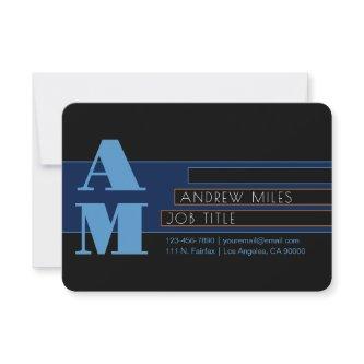 Retro-modern Monogram & Editable Shapes & Colors Note Card