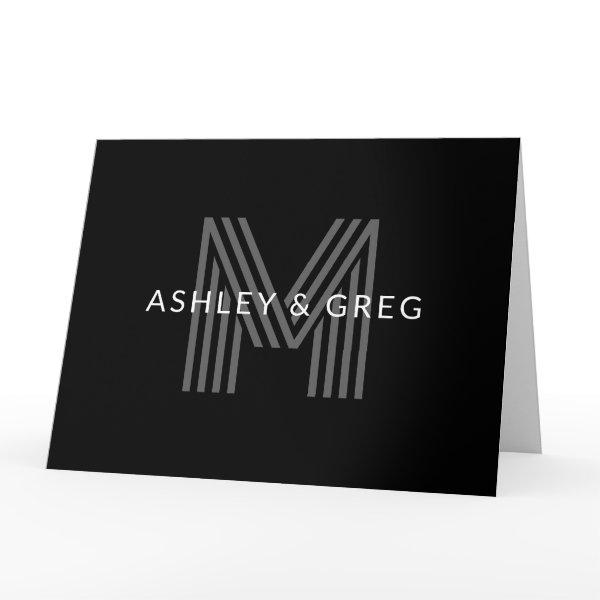Retro Modern Name/s Editable Monogram Black & Gray Card