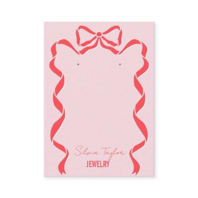 retro modern red pink bow ribbon earring display