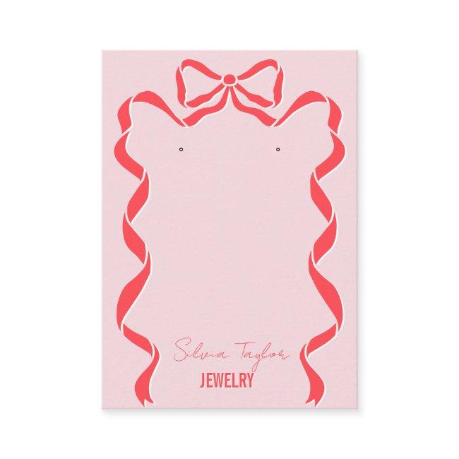 retro modern red pink bow ribbon earring display