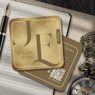 Retro Monogram Metallic Gold Square