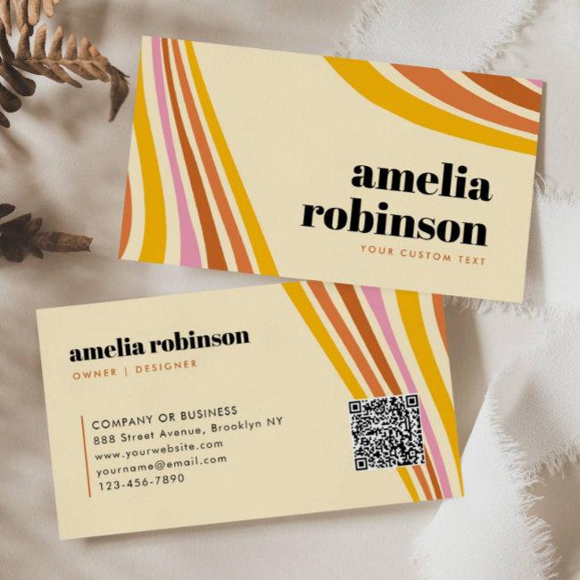 Retro Mustard Yellow Brown Pink Boho Lines Minimal