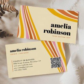 Retro Mustard Yellow Brown Pink Boho Lines Minimal