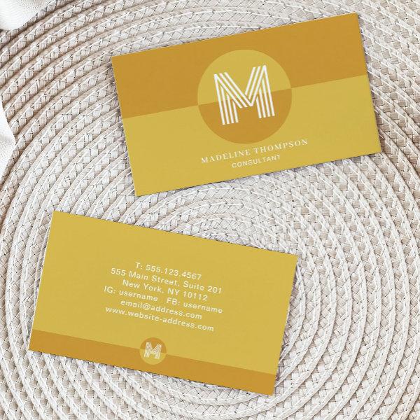 Retro Mustard Yellow Geometric Modern Monogram