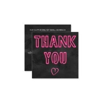 Retro neon pink sign black order thank you square