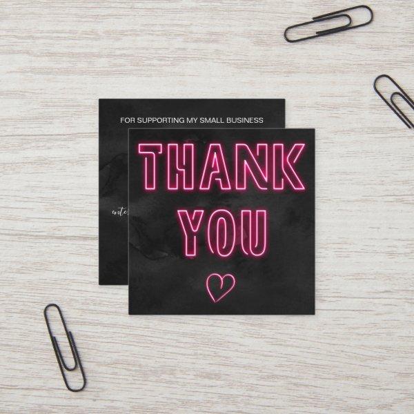 Retro neon pink sign black order thank you square