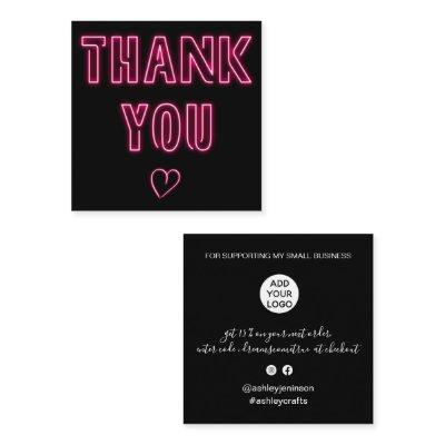 Retro neon pink sign order thank you black square