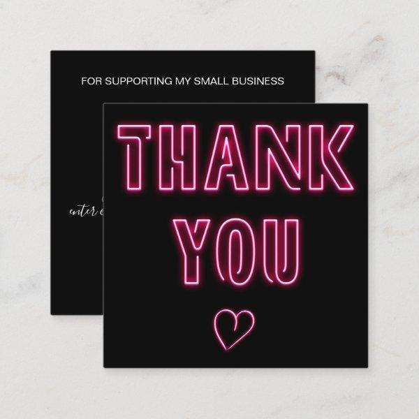Retro neon pink sign order thank you black square