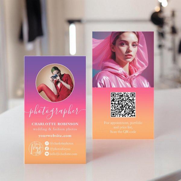 Retro Ombre gradient qr code logo photographer