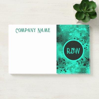 Retro Paint Splatter Effect Green & Black  Post-it Notes