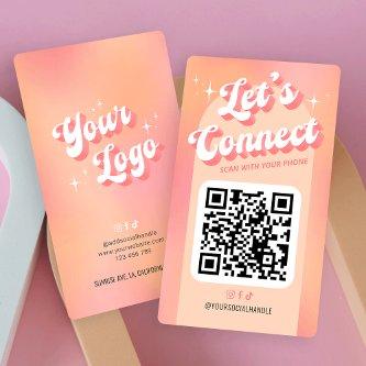 Retro Peach Let's Connect Social Media QR Code
