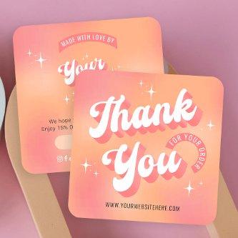 Retro Peach Pink Logo Business Thank You For Order Note Card