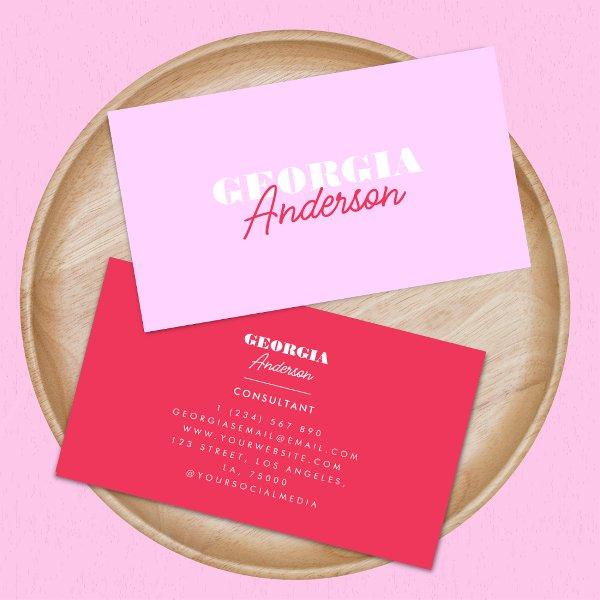 Retro Pink and Red Bold Script Minimalist Trendy