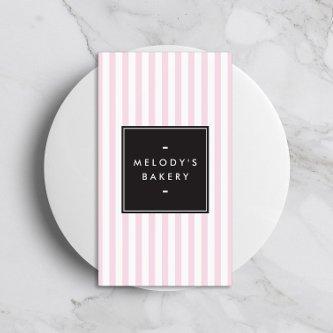 Retro Pink and White Stripes Bakery
