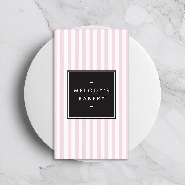 Retro Pink and White Stripes Bakery