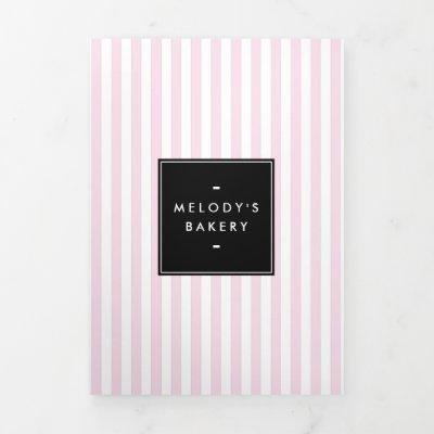 Retro Pink and White Stripes Bakery Menu Brochure