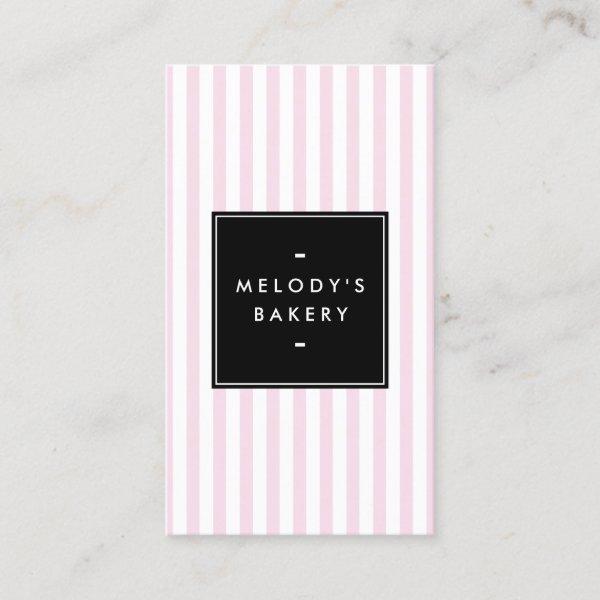 Retro Pink and White Stripes Bakery Social Media