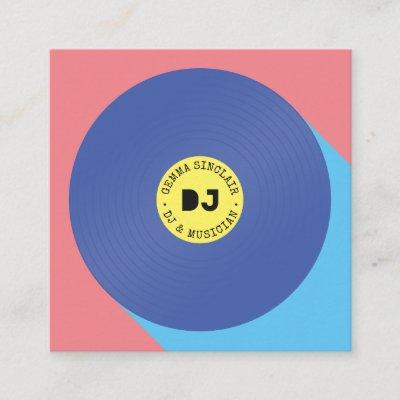 Retro pink blue modern music dj vinyl musician square