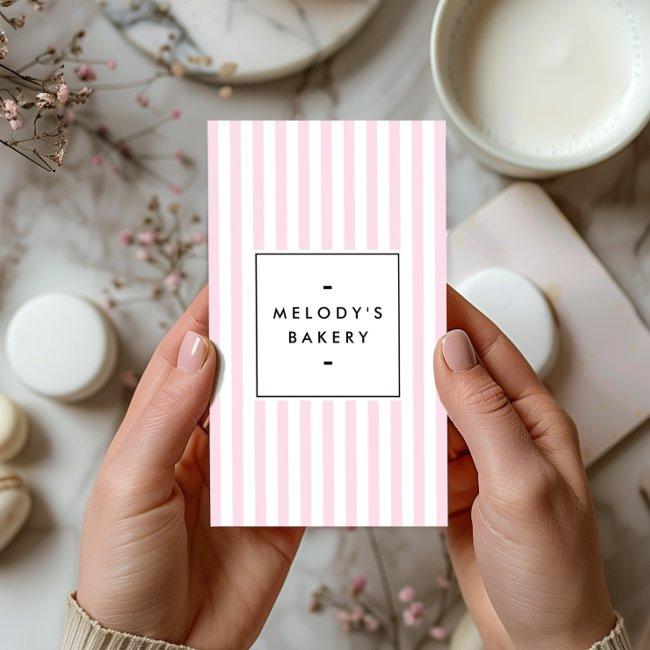 Retro Pink Candy Stripes Bakery