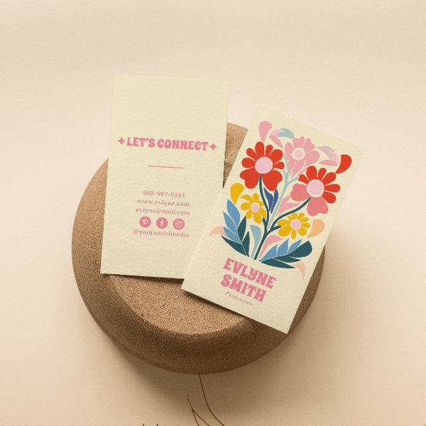 Retro Pink Colorful Groovy Floral Boho Girly Bold