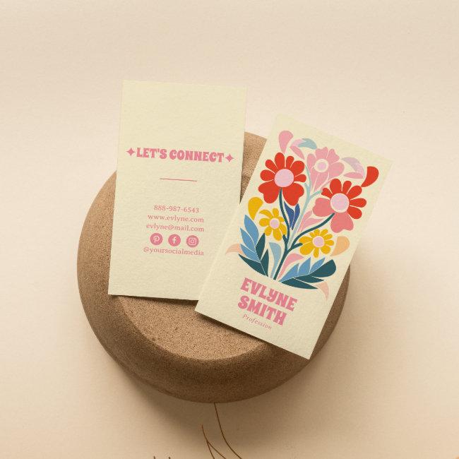 Retro Pink Colorful Groovy Floral Boho Girly Bold