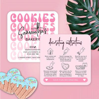 Retro Pink DIY Cookie Decorating Instructions Square