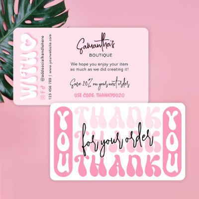 Retro Pink Modern Business Thank You Discount Enclosure Card