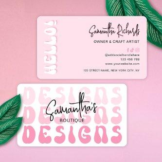 Retro Pink Modern Girly Logo Crafter Designer