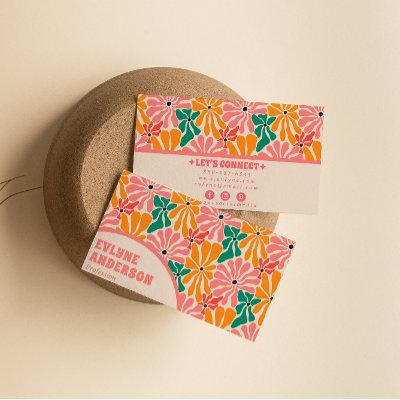 Retro Pink Orange Groovy Floral Boho Girly Trendy